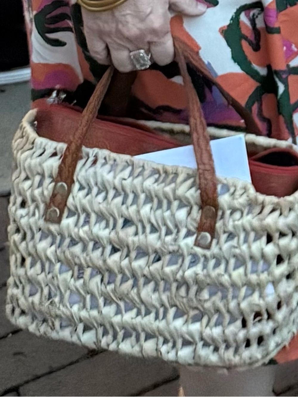 Vintage Straw Purse Leather Handle Cottagecore Market Bag - Picture 8 of 8